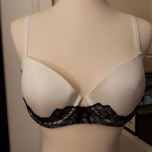 Adore Me White and Black Lace Bra